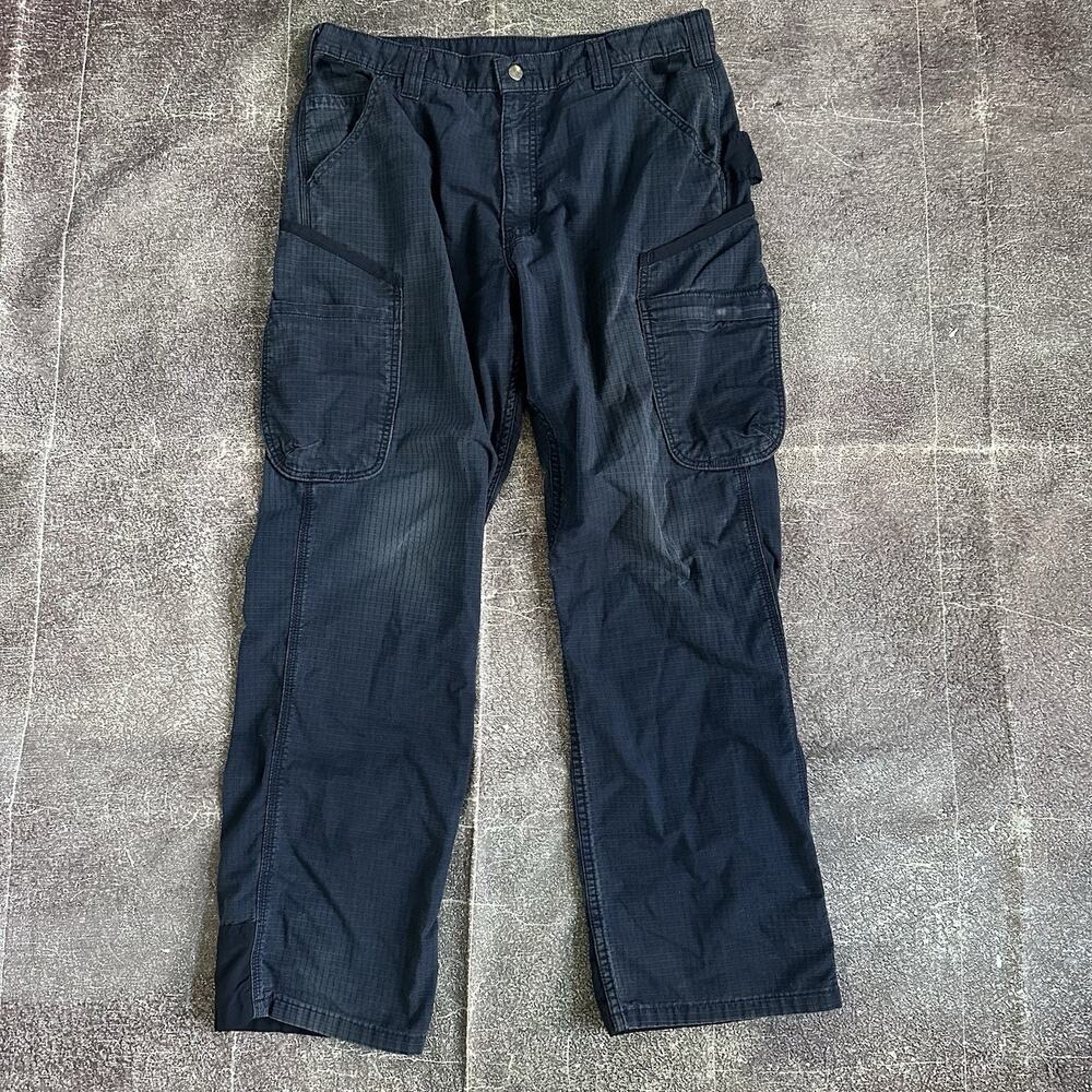 Men's Carhartt UAL Force Broxton Navy Blue Ripstop Cargo Work Pants Sz 36 X 32